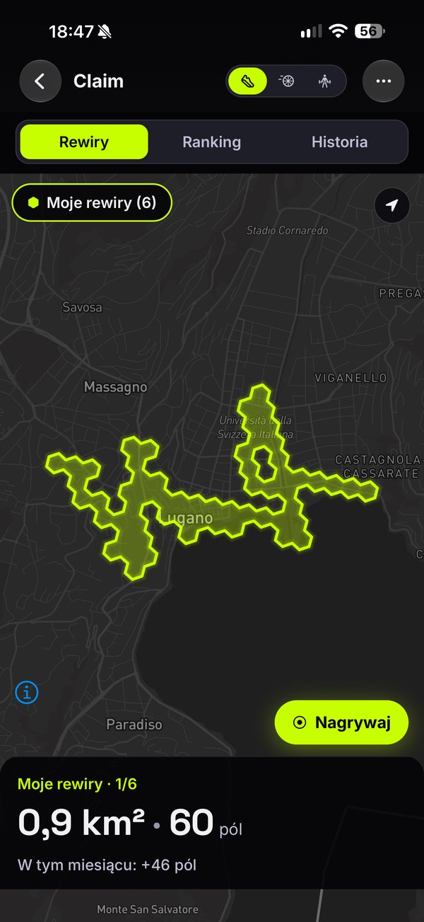 Claim — an outdoor game, captured zones on the map