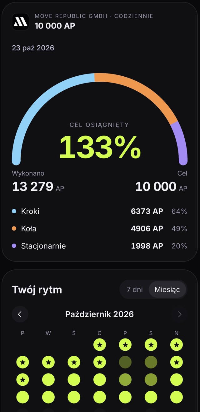 Daily goal in the app — goal progress and activity rhythm