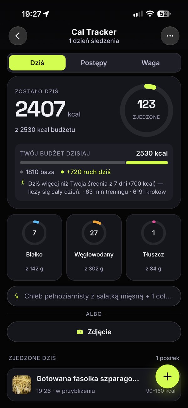 Cal Tracker — bilans kalorii i makroskładników